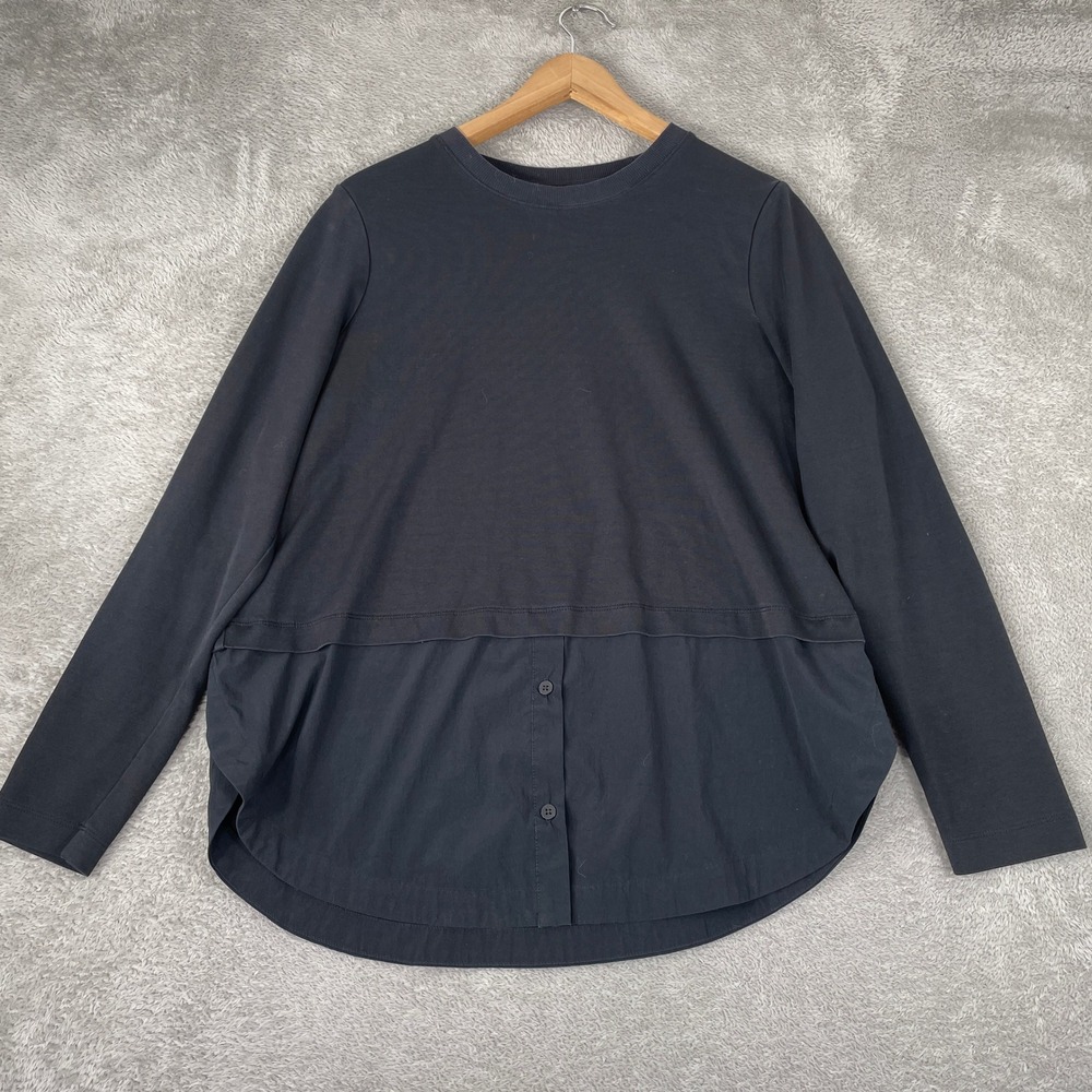 Athleta Urbanite Mixed Media Tunic Womens Medium Black High Low Relaxed Layered